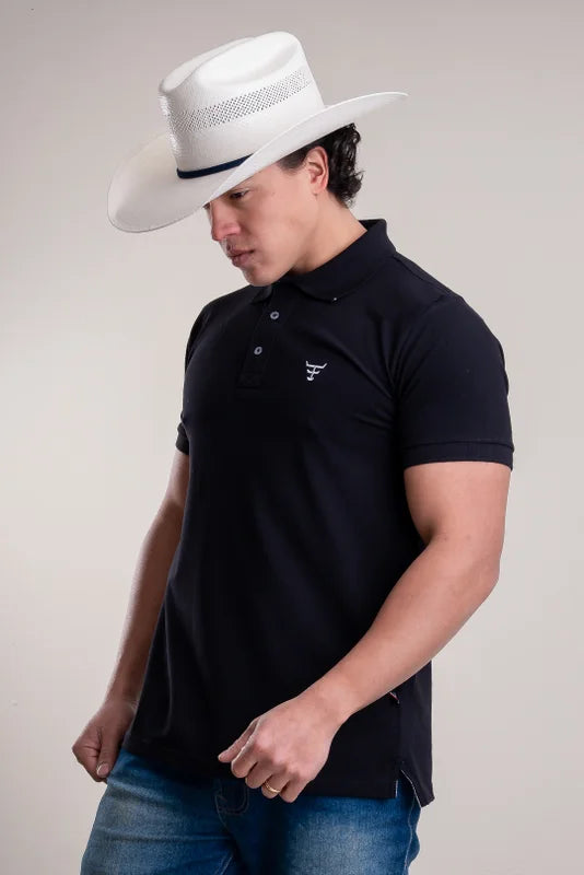 CAMISA POLO MASCULINA TEXAS FARM - NEW STYLE - CPM016 - PRETO