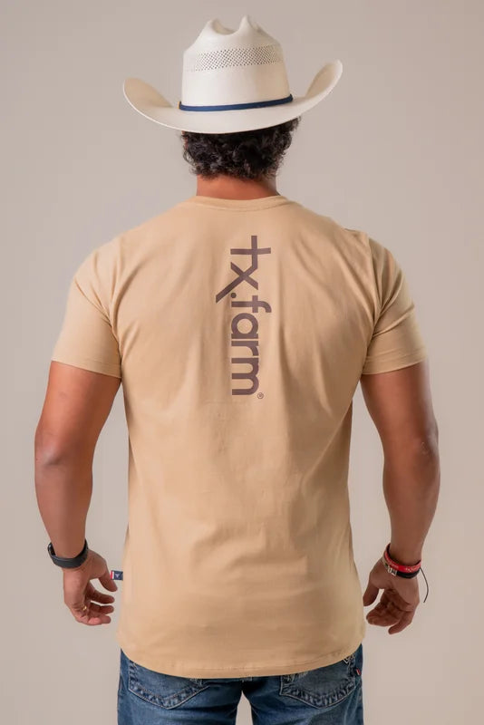 CAMISETA MASCULINA TEXAS FARM - SIMPLY - CM615 - BEGE AREIA/ MARROM CAFE