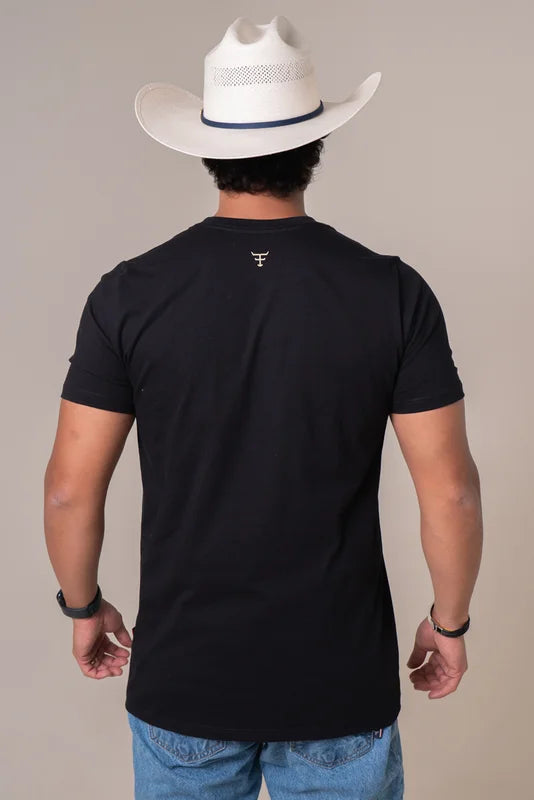CAMISETA MASCULINA TEXAS FARM - STAY - CM694 - PRETO/ BEGE