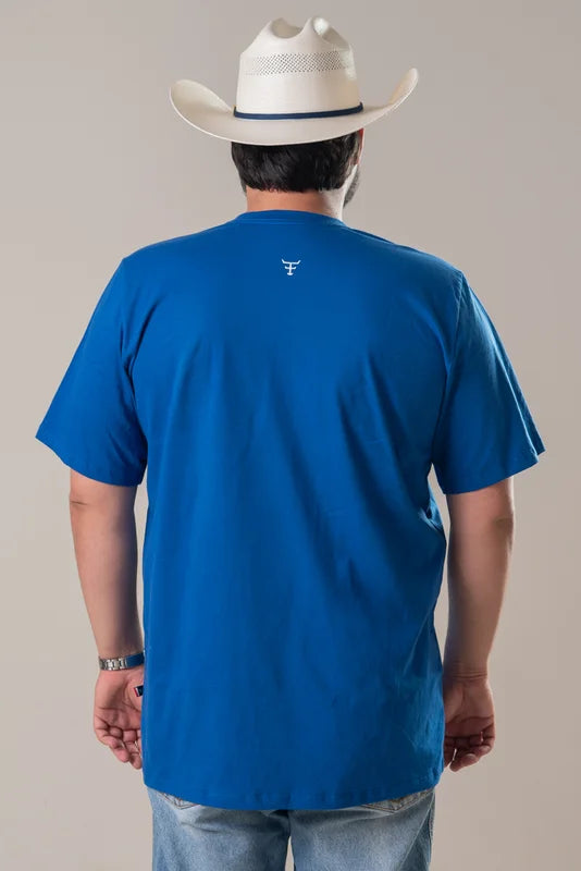 CAMISETA MASCULINA TEXAS FARM - CM682 - DO G3 AO G4 - AZUL ROYAL/ BRANCO