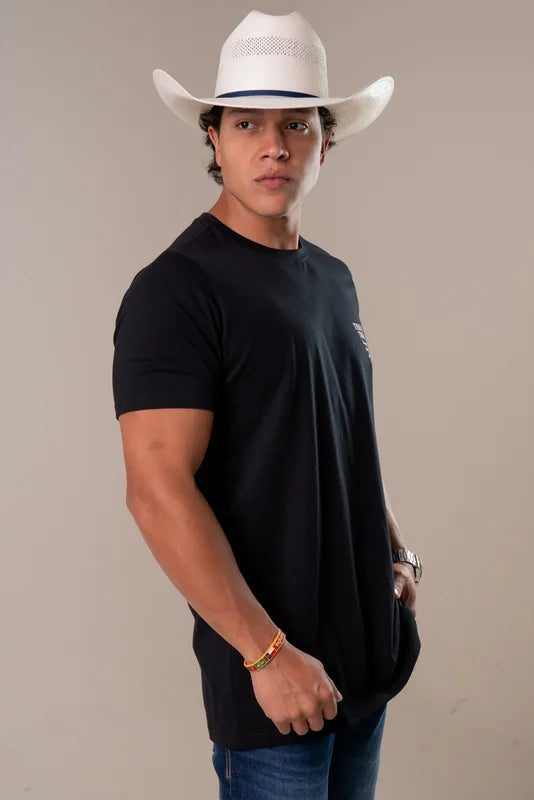 CAMISETA MASCULINA TEXAS FARM - DRAW - CM697 - PRETO/ OFF-WHITE