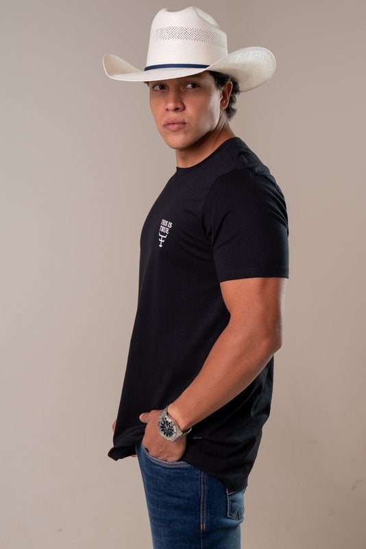 CAMISETA MASCULINA TEXAS FARM - DRAW - CM697 - PRETO/ OFF-WHITE