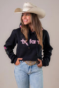 MOLETOM CROPPED FEMININO TEXAS FARM – FLORAL SILVESTRE – MCF002 – PRETO