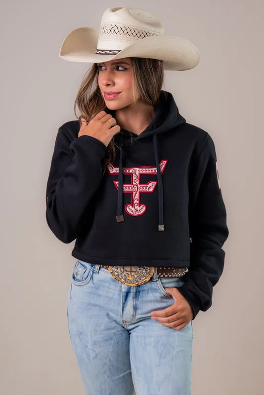 MOLETOM CROPPED FEMININO TEXAS FARM – MCF001 – PRETO