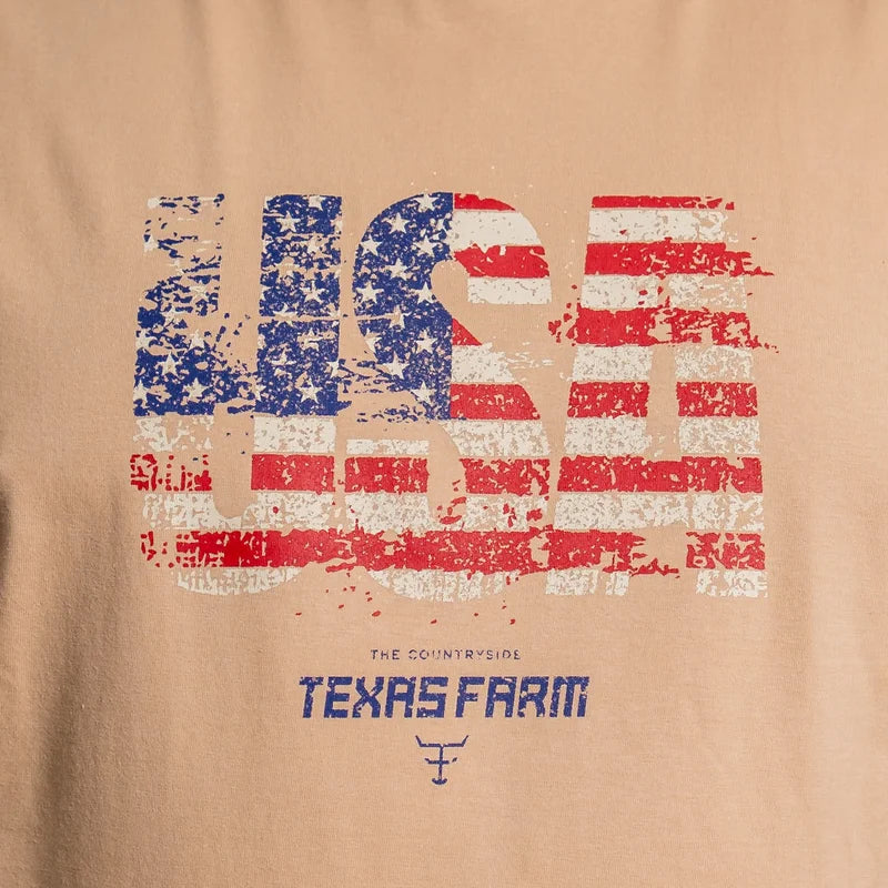 CAMISETA MASCULINA TEXAS FARM - CM672 - DO XG AO G2 - BEGE AREIA