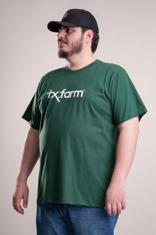 CAMISETA MASCULINA TEXAS FARM - CM258 - DO XG AO G2 - VERDE BANDEIRA/ OFF WHITE