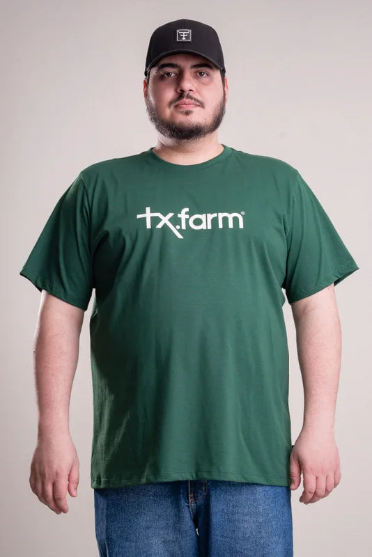 CAMISETA MASCULINA TEXAS FARM - CM258 - DO XG AO G2 - VERDE BANDEIRA/ OFF WHITE