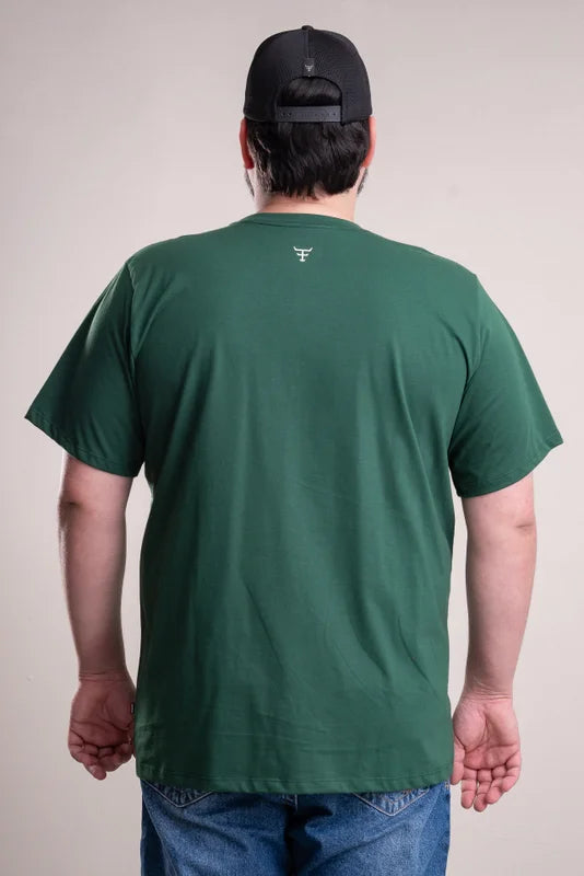 CAMISETA MASCULINA TEXAS FARM - CM258 - DO XG AO G2 - VERDE BANDEIRA/ OFF WHITE