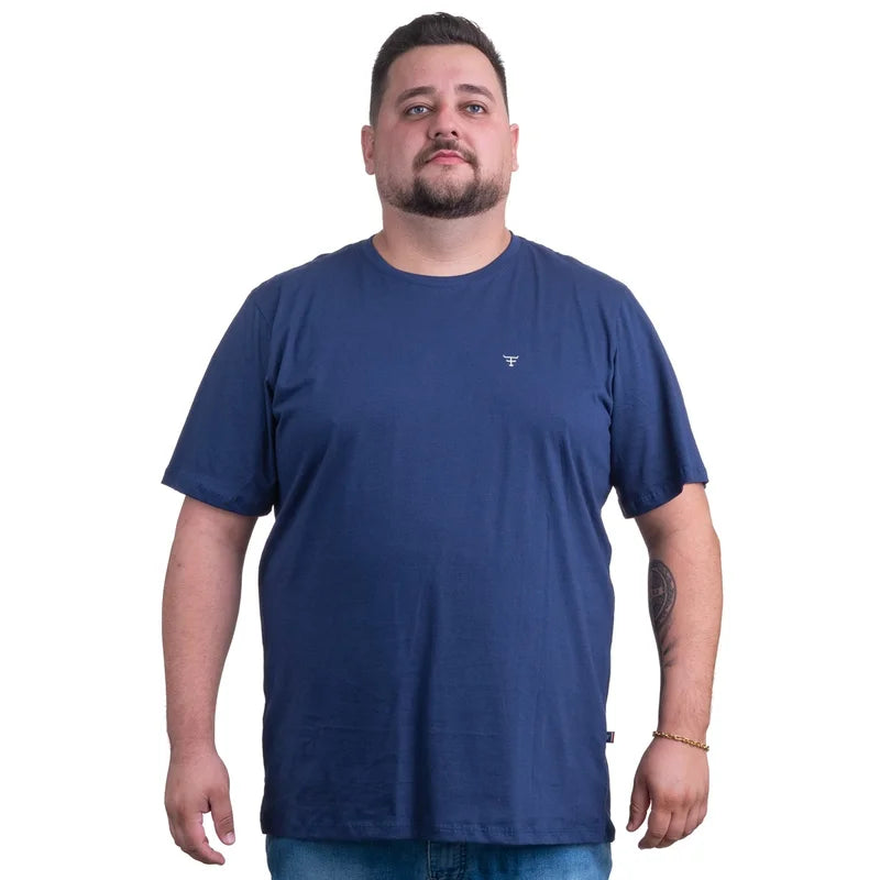 CAMISETA MASCULINA TEXAS FARM - CM143 - DO XG AO G2 - AZUL MARINHO/ BRANCO