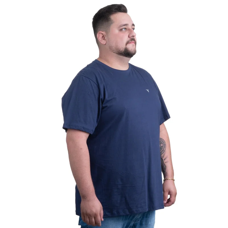 CAMISETA MASCULINA TEXAS FARM - CM143 - DO XG AO G2 - AZUL MARINHO/ BRANCO
