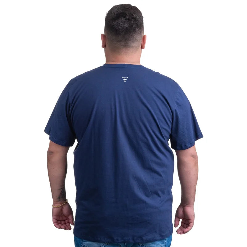 CAMISETA MASCULINA TEXAS FARM - CM143 - DO XG AO G2 - AZUL MARINHO/ BRANCO
