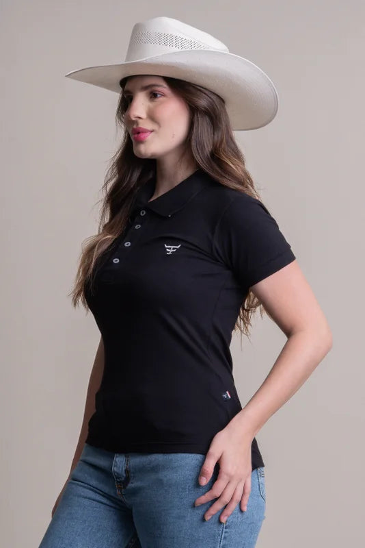 CAMISA POLO FEMININA TEXAS FARM - NEW STYLE - CPF011 - PRETO
