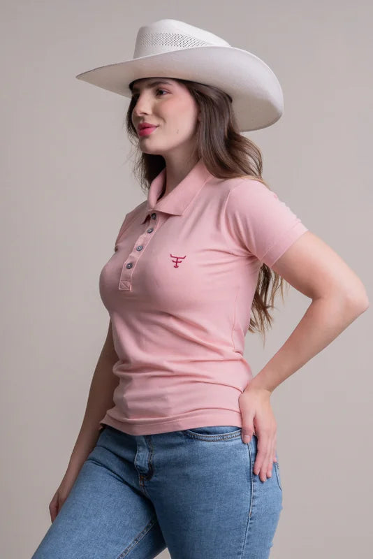 CAMISA POLO FEMININA TEXAS FARM - NEW STYLE - CPF011 - ROSA NUDE