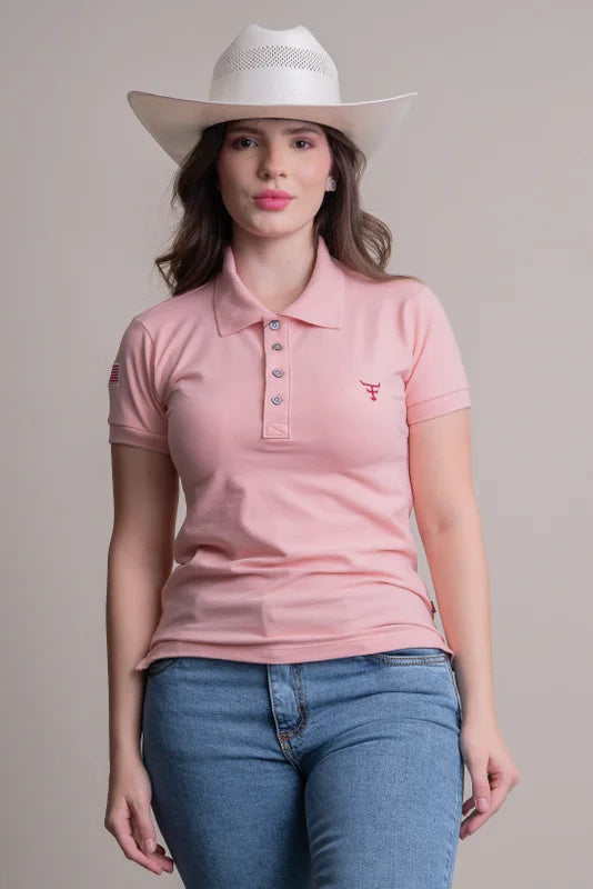 CAMISA POLO FEMININA TEXAS FARM - NEW STYLE - CPF011 - ROSA NUDE