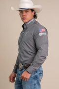 CAMISA COMPETICAO MASCULINA MANGA LONGA TEXAS FARM - CP009 - CINZA CHUMBO/ CINZA